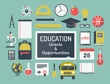 Education Grants and Opportunities poster with educational items
