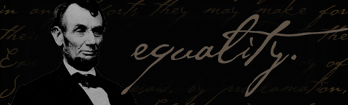 Abraham Lincoln with word equality in script